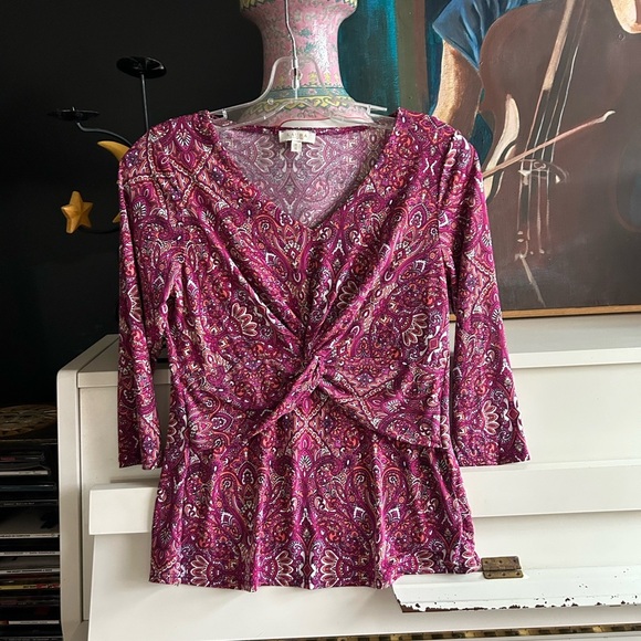 Laura petites Paisley V-Neck Women's Top XS - Picture 10 of 15